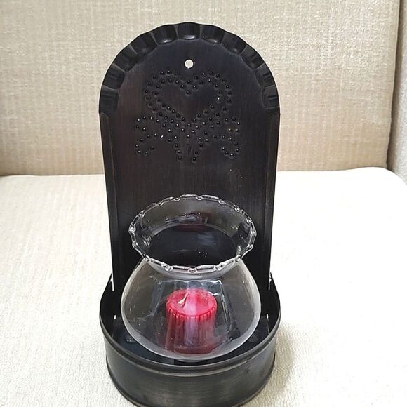 Metal Tin Punch Hurricane Candle Sconce Bronze Finish - Picture 10 of 10